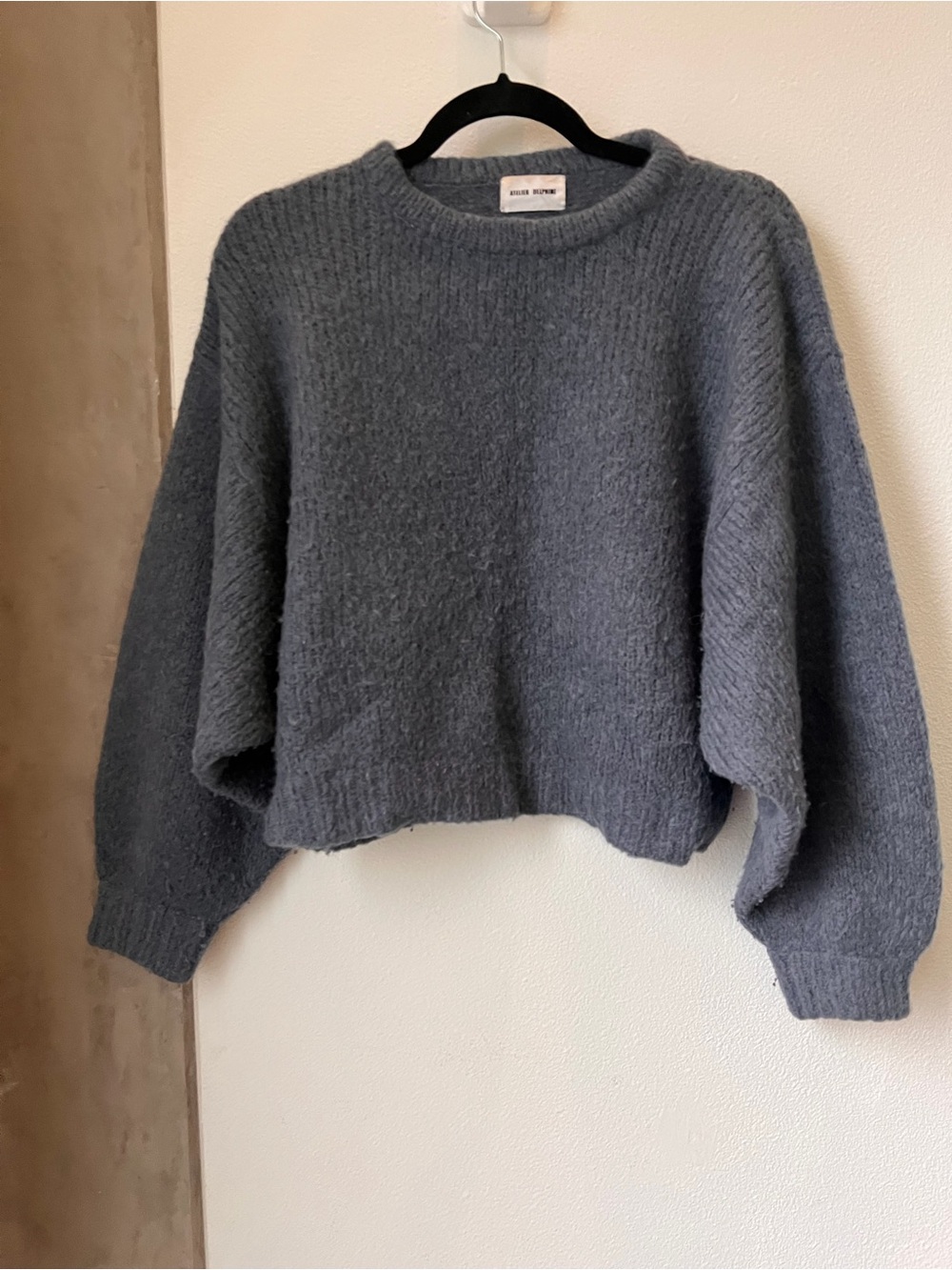Atelier Delphine Balloon Sleeve Alpaca Wool Sweater Washed Denim Gray XS/S